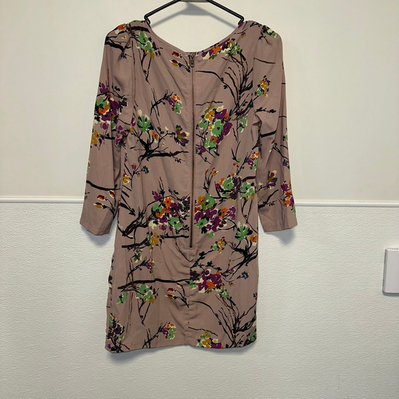 Women's Darling Floral Print Dress Size Small Zipper Back Mauve Tunic - Picture 5 of 8